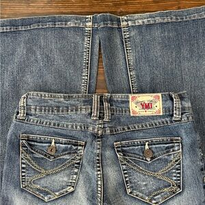 RARE 2000s vintage Y2K YMI low rise embroidered Blue Flare denim jeans